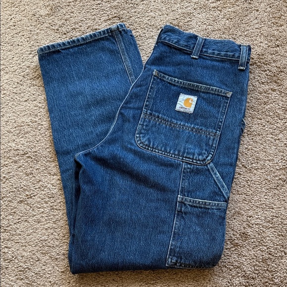 Carhartt Denim Single Knee Carpenter Cargo Work Streetwear Pants - Picture 1 of 9
